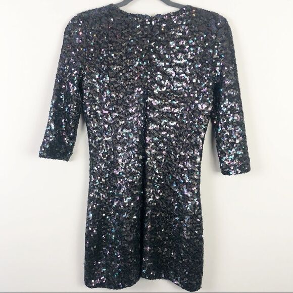 BB DAKOTA | Black Iridescent Sequin Mini Dress S - Picture 7 of 8